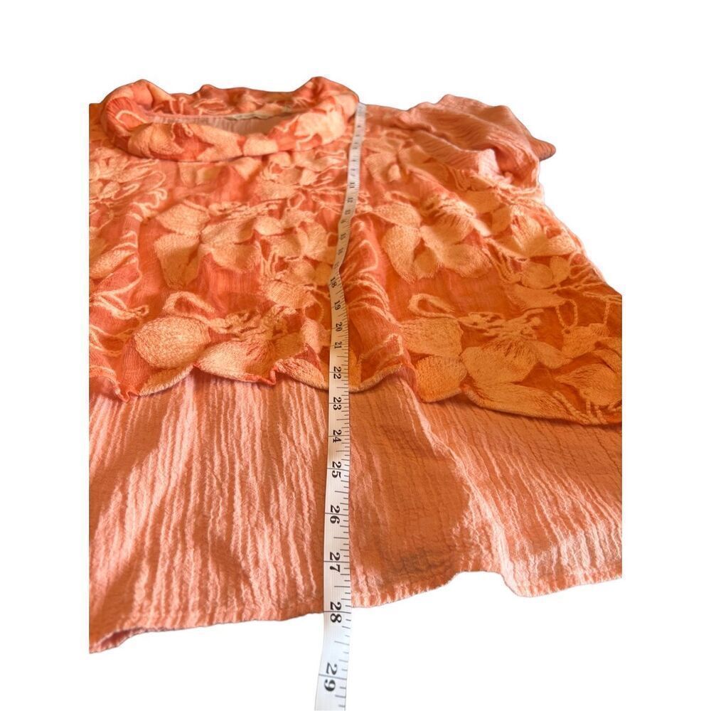 Soft surroundings 3xl layered peach orange embroidered overlay Lagenlook top - Picture 5 of 7